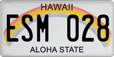 HI license plate ESM028