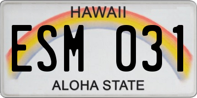 HI license plate ESM031
