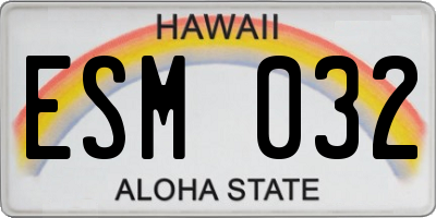 HI license plate ESM032