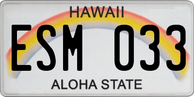 HI license plate ESM033