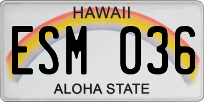 HI license plate ESM036