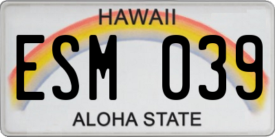 HI license plate ESM039