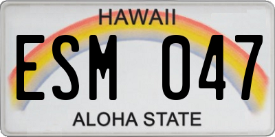 HI license plate ESM047