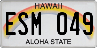HI license plate ESM049