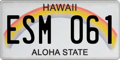 HI license plate ESM061