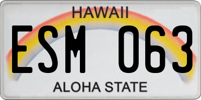 HI license plate ESM063