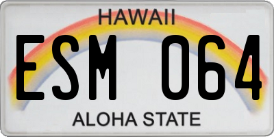 HI license plate ESM064