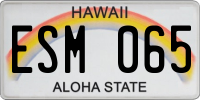 HI license plate ESM065