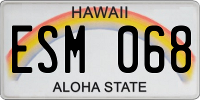 HI license plate ESM068