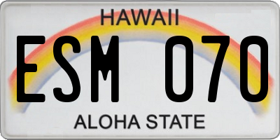 HI license plate ESM070