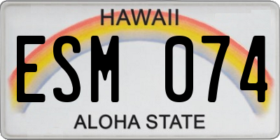 HI license plate ESM074