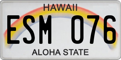 HI license plate ESM076