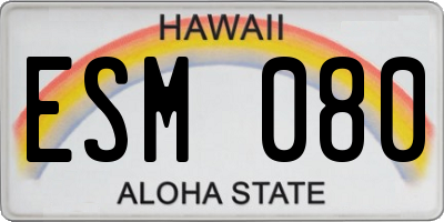 HI license plate ESM080