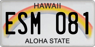 HI license plate ESM081