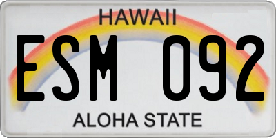 HI license plate ESM092