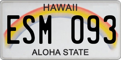 HI license plate ESM093