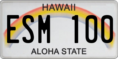 HI license plate ESM100