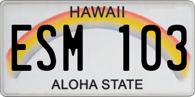 HI license plate ESM103
