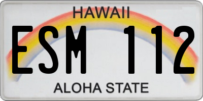 HI license plate ESM112