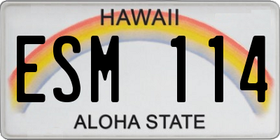 HI license plate ESM114