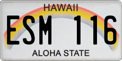 HI license plate ESM116