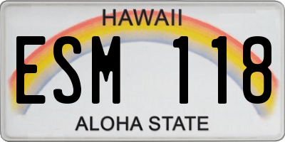 HI license plate ESM118