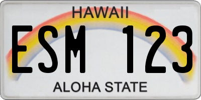 HI license plate ESM123