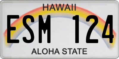 HI license plate ESM124