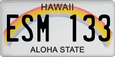 HI license plate ESM133
