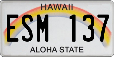 HI license plate ESM137