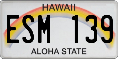 HI license plate ESM139