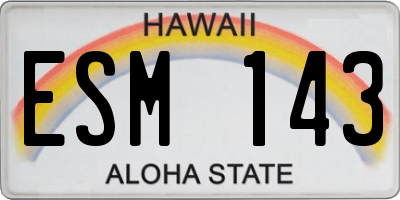 HI license plate ESM143