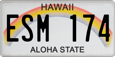 HI license plate ESM174