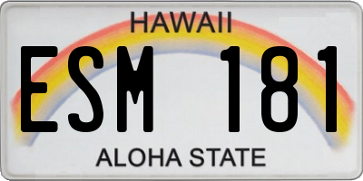 HI license plate ESM181