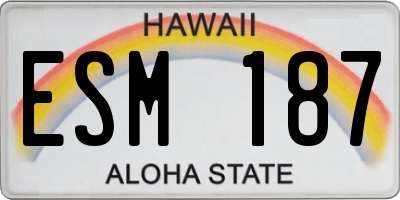 HI license plate ESM187