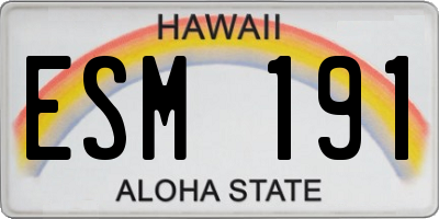 HI license plate ESM191
