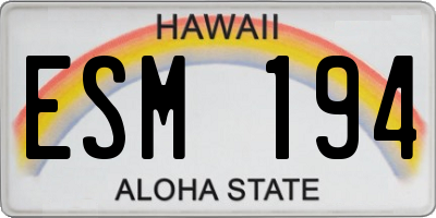 HI license plate ESM194