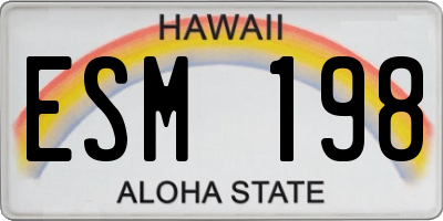 HI license plate ESM198