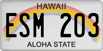HI license plate ESM203