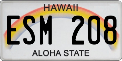 HI license plate ESM208