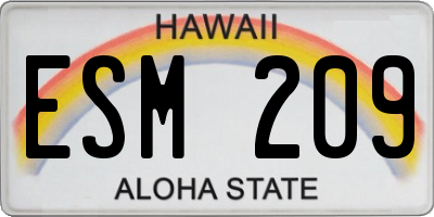 HI license plate ESM209