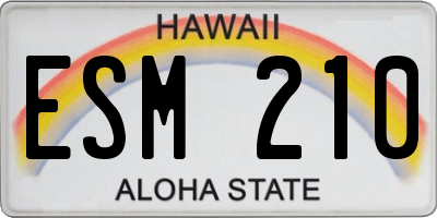 HI license plate ESM210
