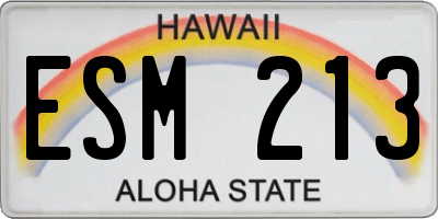 HI license plate ESM213