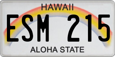 HI license plate ESM215