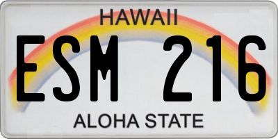 HI license plate ESM216