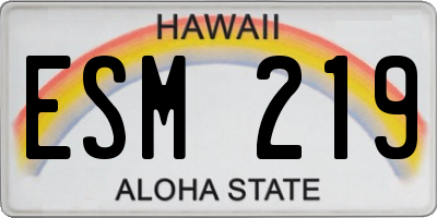 HI license plate ESM219