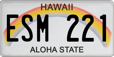 HI license plate ESM221