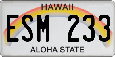 HI license plate ESM233