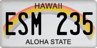 HI license plate ESM235