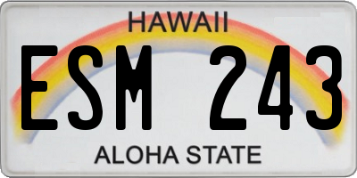 HI license plate ESM243